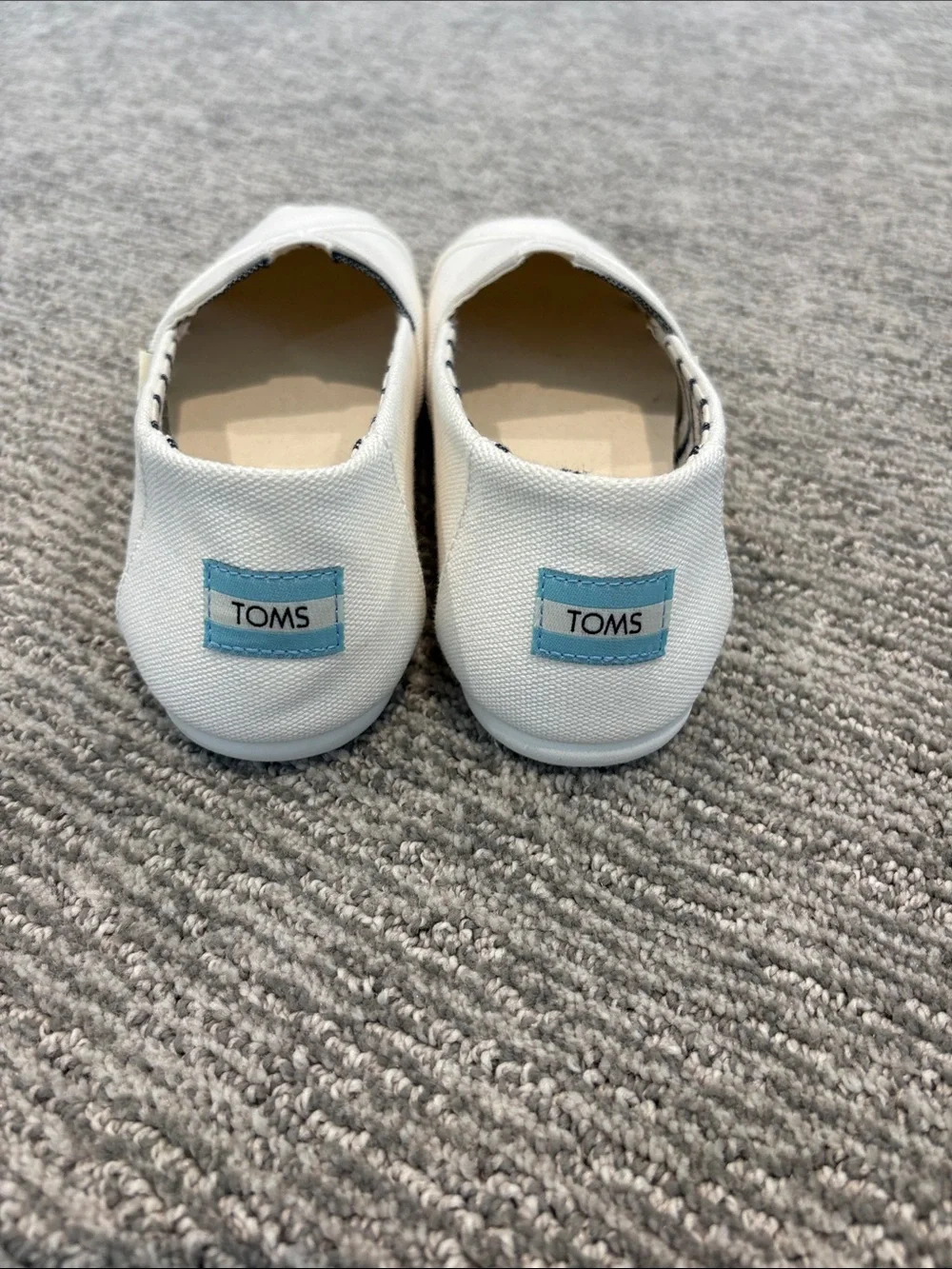 TOMS White Canvas Slip-On Moccasins